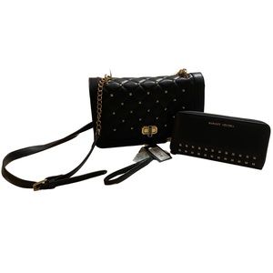 Black studded Badgley Mischka purse/wallet set NWT